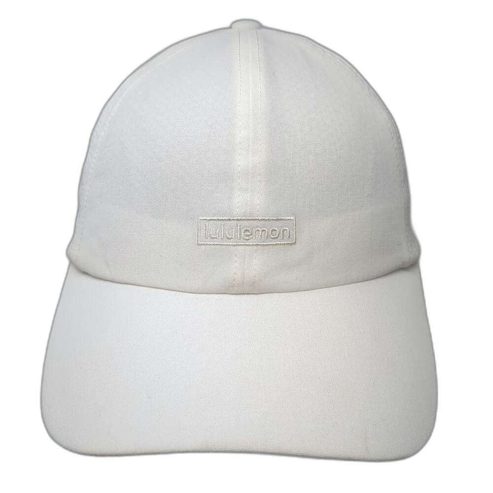 lululemon Baseball Cap White One Size Adjustable Slideback Polyester Logo Hat